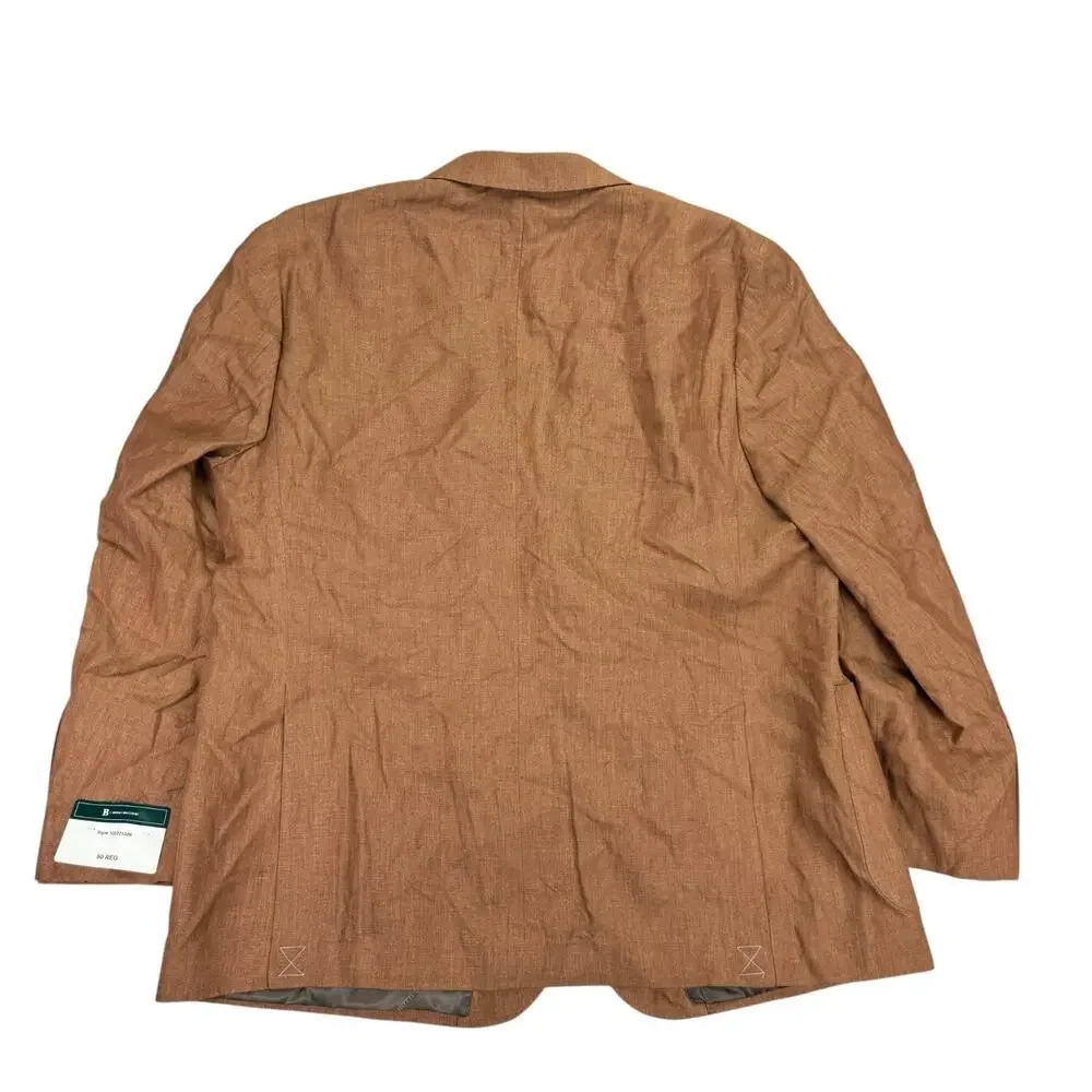 Brooks Brothers Mens Classic Fit 100% Linen Suit Jacket Brown 50R
